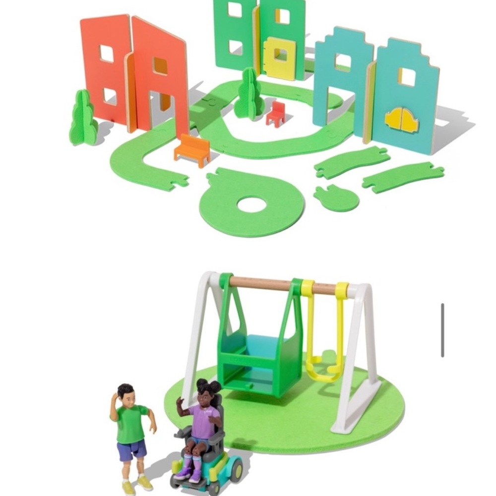 LOVEVERY Wooden Modular Village & Pathways and Friends & Swing Set